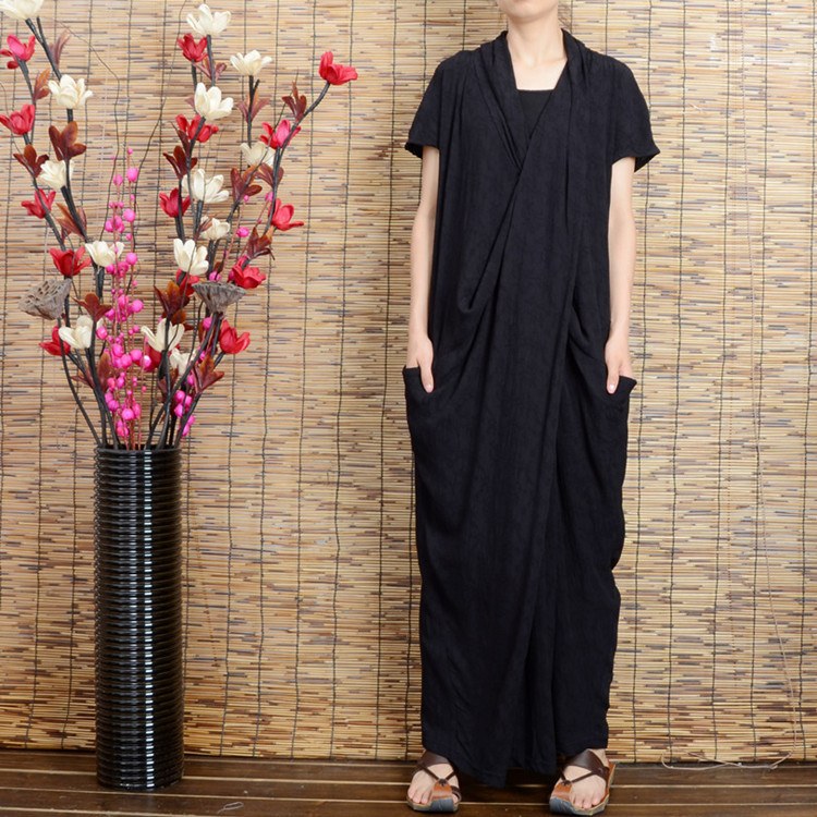 Women summer cotton linen dress - Buykud