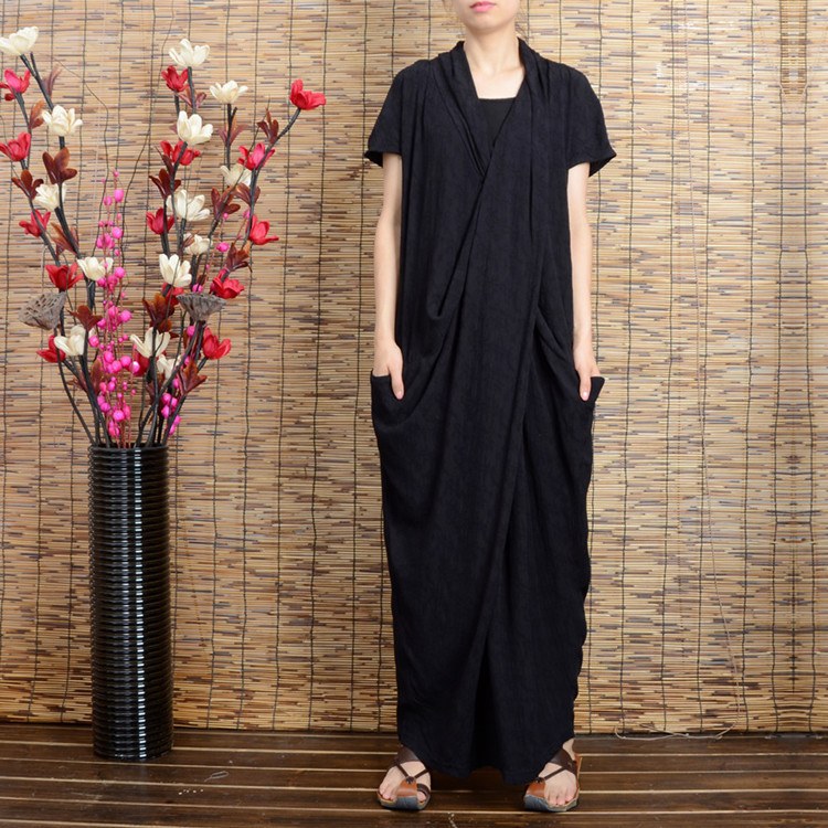 Women summer cotton linen dress - Buykud