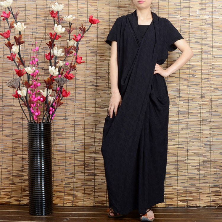 Women summer cotton linen dress - Buykud